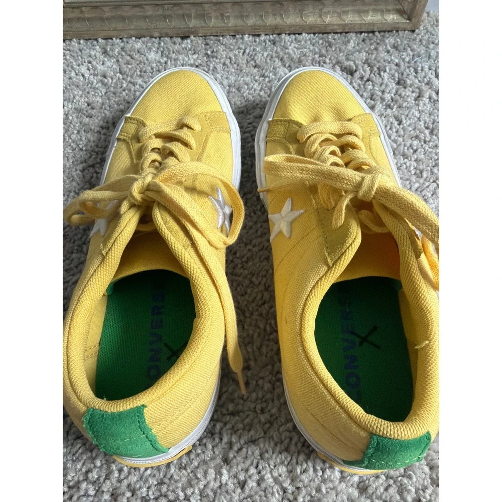 Converse One Star Low Top Yellow‎ Green Canvas Sneakers Mens 5 Womens 7